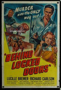 s091 BEHIND LOCKED DOORS one-sheet movie poster '48 Budd Boetticher