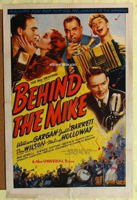 s092 BEHIND THE MIKE one-sheet movie poster '37 Gargan, early radio!