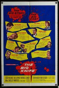 s097 BIG KNIFE one-sheet movie poster '55 Jack Palance, Robert Aldrich