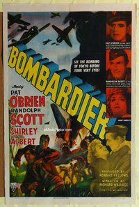 s111 BOMBARDIER one-sheet movie poster '43 Pat O'Brien, Randolph Scott