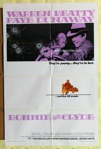 s112 BONNIE & CLYDE one-sheet movie poster '67 Warren Beatty, Faye Dunaway