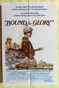 s113 BOUND FOR GLORY one-sheet movie poster '76 David Carradine, Guthrie