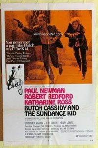 s121 BUTCH CASSIDY & THE SUNDANCE KID one-sheet movie poster '69 Newman