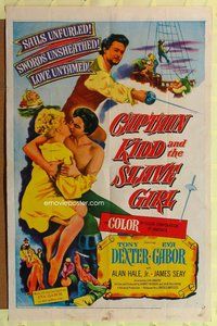 s132 CAPTAIN KIDD & THE SLAVE GIRL one-sheet movie poster '54 Tony Dexter