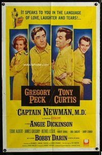 s133 CAPTAIN NEWMAN MD one-sheet movie poster '64 Greg Peck, Tony Curtis