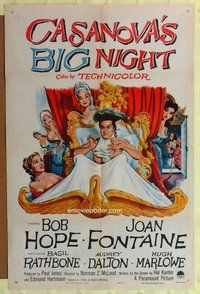 s140 CASANOVA'S BIG NIGHT one-sheet movie poster '54 Bob Hope, Fontaine