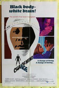 s146 CHANGE OF MIND one-sheet movie poster '69 interracial brain transplant