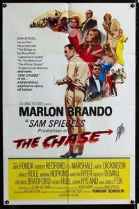 s148 CHASE one-sheet movie poster '66 Marlon Brando, Jane Fonda, Redford