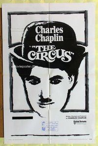 s156 CIRCUS one-sheet movie poster R70 Charlie Chaplin slapstick classic!