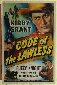 s163 CODE OF THE LAWLESS one-sheet movie poster '45 Kirby Grant w/gun!