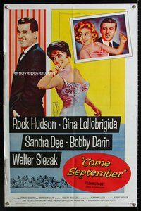s171 COME SEPTEMBER one-sheet movie poster '61 Sandra Dee, Rock Hudson