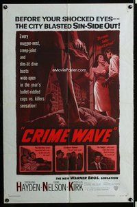 s176 CRIME WAVE one-sheet movie poster '53 scream baby - I don't mind!
