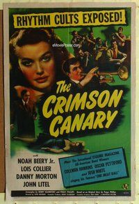 s178 CRIMSON CANARY one-sheet movie poster '45 jazz music greats + murder!