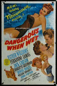 s185 DANGEROUS WHEN WET one-sheet movie poster '53 sexy Esther Williams!