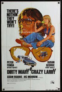 s204 DIRTY MARY CRAZY LARRY one-sheet movie poster '74 Peter Fonda, George