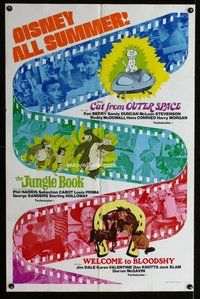s205 DISNEY ALL SUMMER one-sheet movie poster '78 triple bill, Jungle Book!