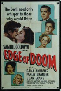 s211 EDGE OF DOOM one-sheet movie poster '50 Dana Andrews, Farley Granger