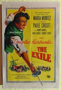 s219 EXILE one-sheet movie poster '47 Douglas Fairbanks Jr duelling!