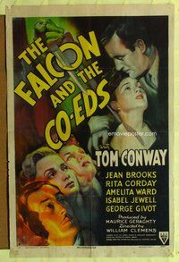s221 FALCON & THE CO-EDS one-sheet movie poster '43 Tom Conway as Falcon!