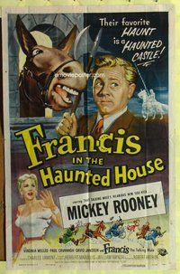 s238 FRANCIS IN THE HAUNTED HOUSE one-sheet movie poster '56 Mickey Rooney