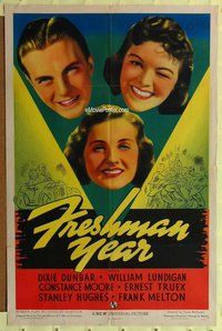 s241 FRESHMAN YEAR one-sheet movie poster '38 Constance Moore, Dunbar