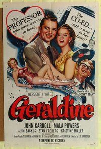 s249 GERALDINE one-sheet movie poster '53 John Carroll, Mala Powers