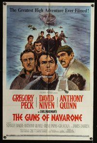 s265 GUNS OF NAVARONE one-sheet movie poster '61 Greg Peck, Niven, Quinn