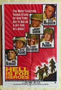 s274 HELL IS FOR HEROES one-sheet movie poster '62 Steve McQueen, WWII!