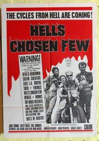 s277 HELL'S CHOSEN FEW one-sheet movie poster '68 motorcycles from Hell!