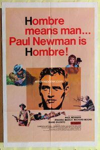 s284 HOMBRE one-sheet movie poster '66 Paul Newman, Martin Ritt, March