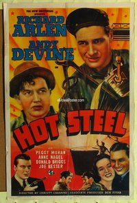 s286 HOT STEEL one-sheet movie poster '40 Richard Arlen, Andy Devine