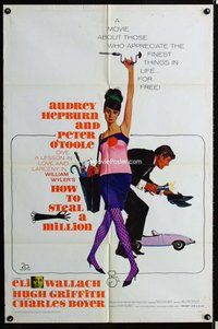 s290 HOW TO STEAL A MILLION one-sheet movie poster '66 Audrey Hepburn