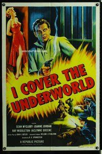 s296 I COVER THE UNDERWORLD one-sheet movie poster '55 Sean McClory