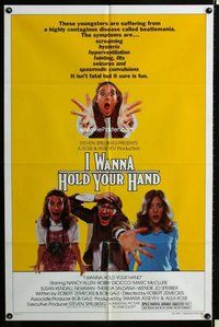 s298 I WANNA HOLD YOUR HAND one-sheet movie poster '78 Zemeckis, Beatles!