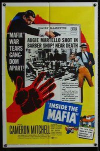 s307 INSIDE THE MAFIA one-sheet movie poster '59 Cameron Mitchell