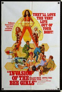 s308 INVASION OF THE BEE GIRLS one-sheet movie poster '73 sexy sci-fi!