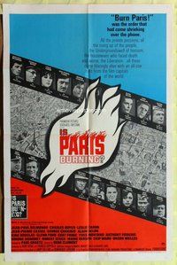s311 IS PARIS BURNING one-sheet movie poster '66 WWII all-star cast!