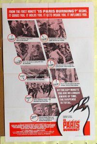 s312 IS PARIS BURNING rare style B one-sheet movie poster '66 all-star cast!