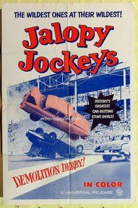 s314 JALOPY JOCKEYS one-sheet movie poster '60s cool demolition derby!