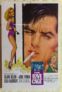 s324 JOY HOUSE one-sheet movie poster '64 Jane Fonda, Delon, The Love Cage!