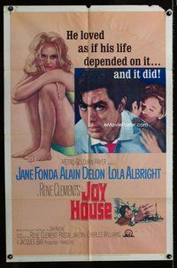 s323 JOY HOUSE one-sheet movie poster '64 Jane Fonda, Alain Delon, French!