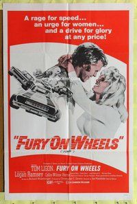 s327 JUMP one-sheet movie poster '71 cool race cars, Fury on Wheels!