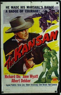 s329 KANSAN one-sheet movie poster R48 Richard Dix close up with gun!