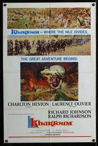 s331 KHARTOUM style B one-sheet movie poster '66 Charlton Heston, Olivier