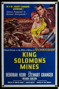 s335 KING SOLOMON'S MINES one-sheet movie poster R62 Deborah Kerr, Granger