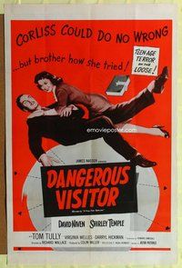 s336 KISS FOR CORLISS one-sheet movie poster R54 Temple, Dangerous Visitor