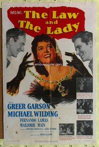 s351 LAW & THE LADY one-sheet movie poster '51 Greer Garson, Wilding