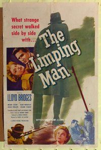 s364 LIMPING MAN one-sheet movie poster '53 Lloyd Bridges, Moira Lister