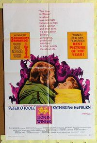 s366 LION IN WINTER one-sheet movie poster '68 Kate Hepburn, O'Toole
