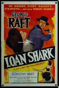 s372 LOAN SHARK one-sheet movie poster '52 George Raft, Dorothy Hart